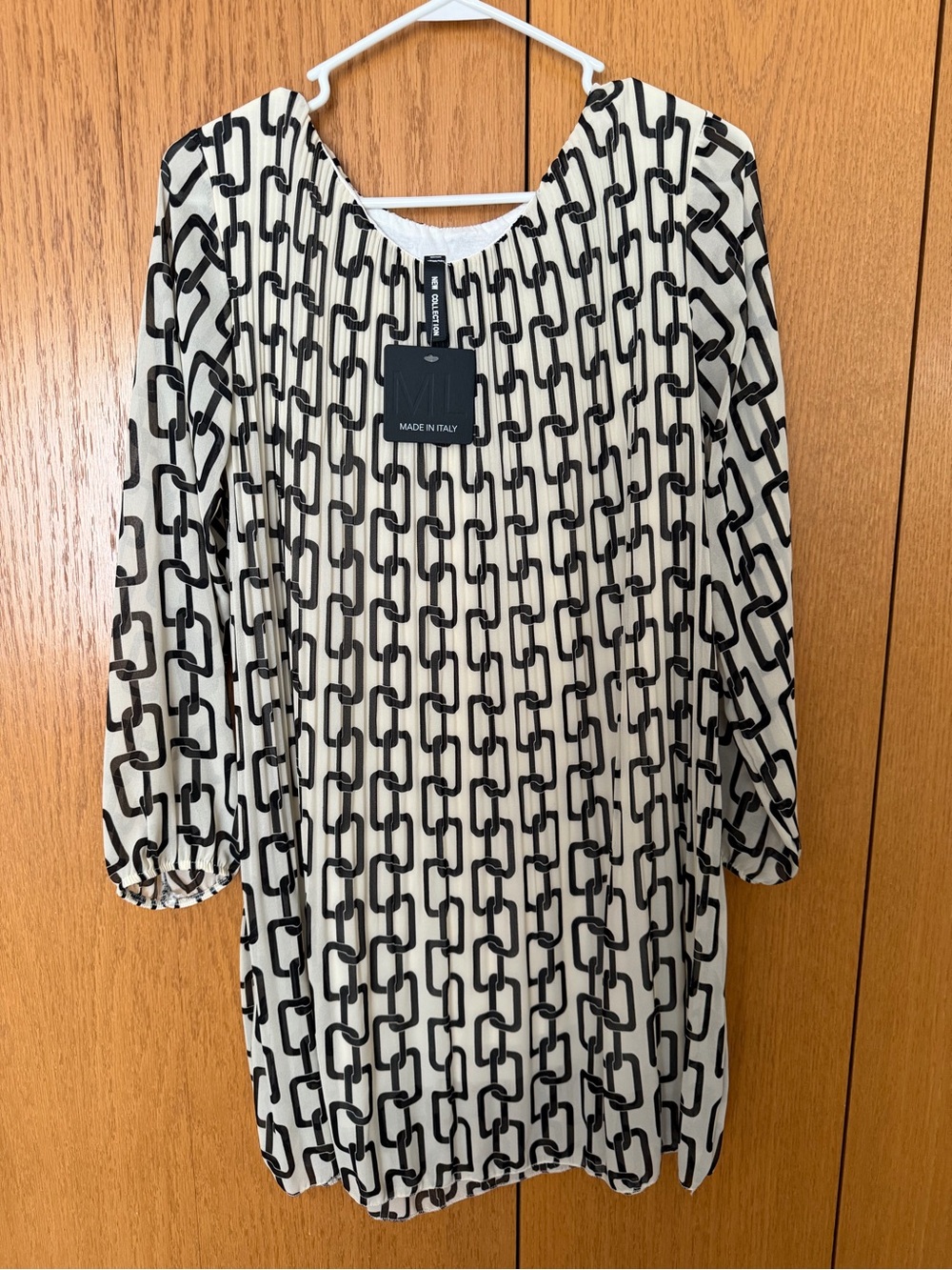 Made in Italy Black & Cream Chain Print Tunic Dress